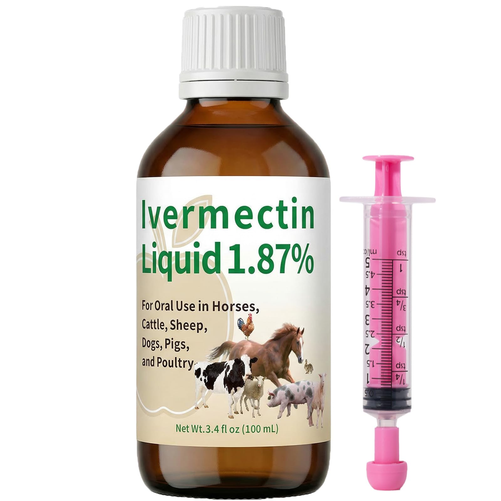 Zhizaiql Ivermectin for Horses(Liquid) – Apple Flavor, Safe for Horses, Poultry & Other Livestock of All Ages,3.4 fl oz - 1