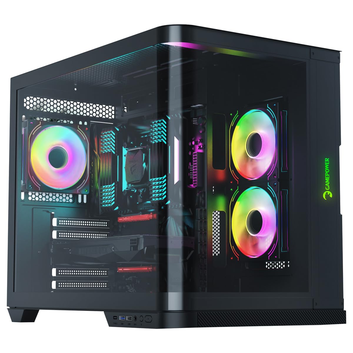 GAMEPOWER Vertex Curved Gaming Case con alimentatore di rete 80 Plus da 750