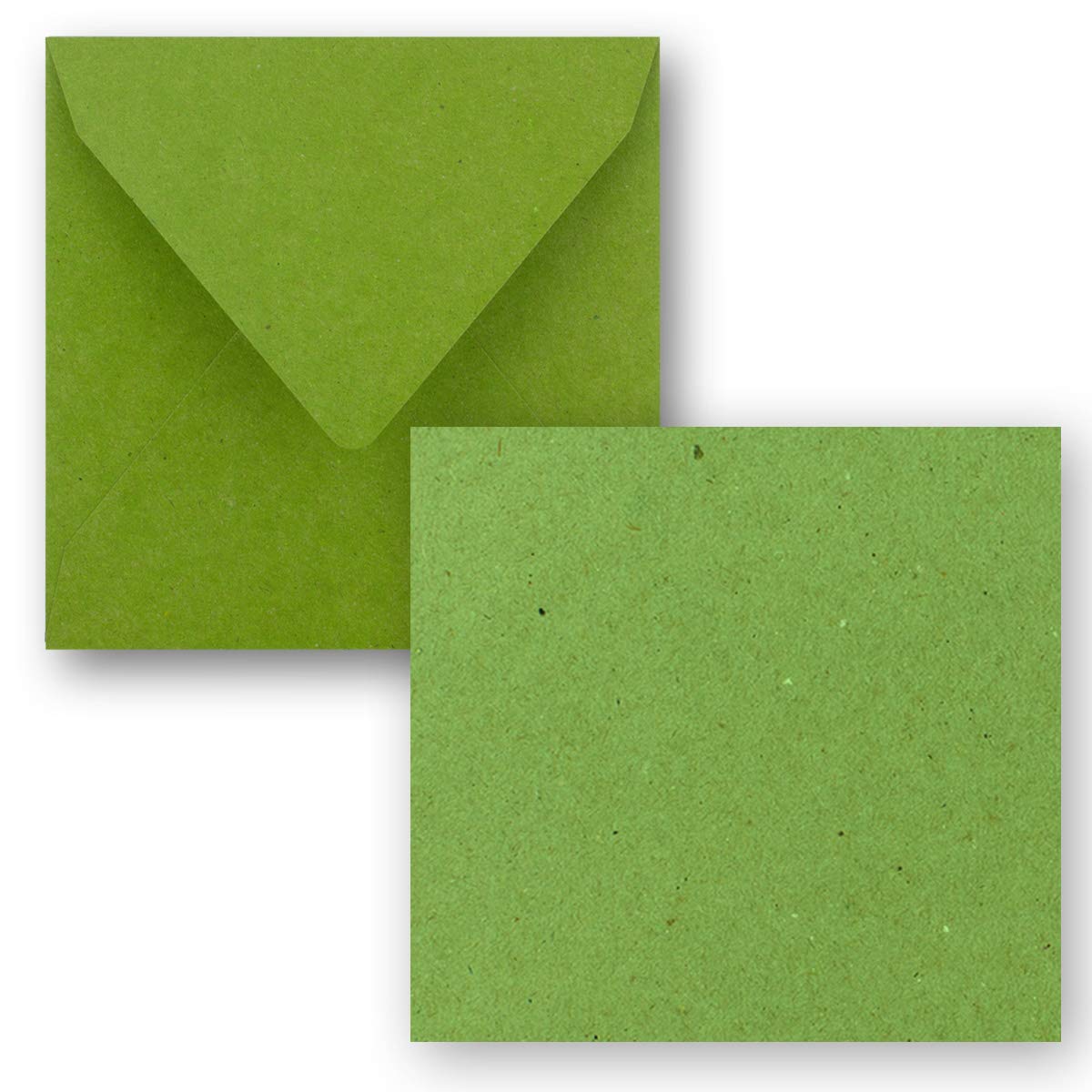 Set 25 Biglietti Quadrati 15x15cm Con Buste - Carta Kraft Verde Per Auguri E Inviti - Foto 4