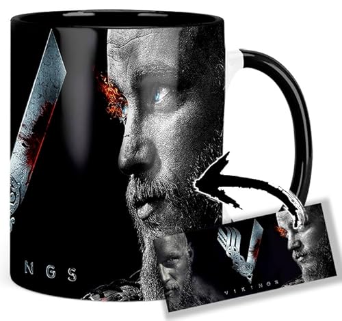 Bild: Vikings Ragnar Lodbrok Travis Fimmel Tasse Innen & Henkel Schwarz Keramikbecher Mug f�r 14,99 EUR bei amazon.de