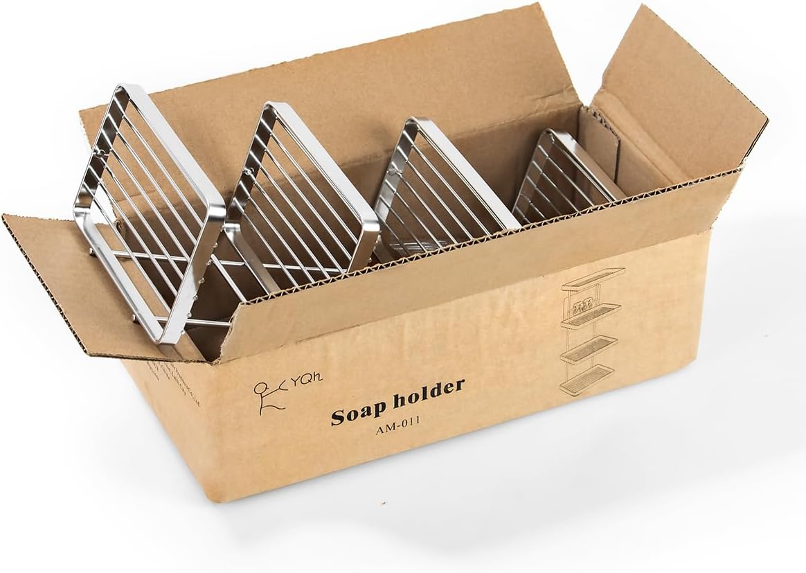 YQh 4 Tier Shower Shampoo Soap Holder, Shower Wall Soap Dish Holder, Shampoo Bar Holder, Bathroom Soap Box, Self-Draining Soap Bar Holder, Stainless Steel Soap Holder for Bathroom, Kitchen - Image 2