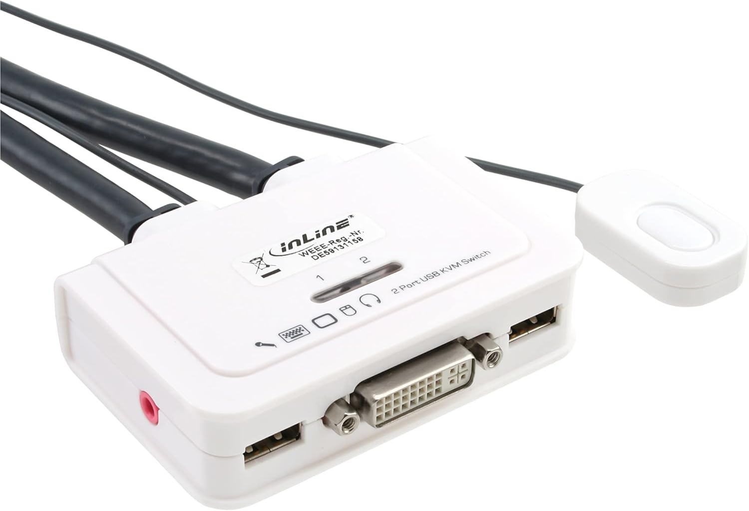 InLine 61613I KVM Switch 2-Gang DVI-D USB with Audio Integrated Cable