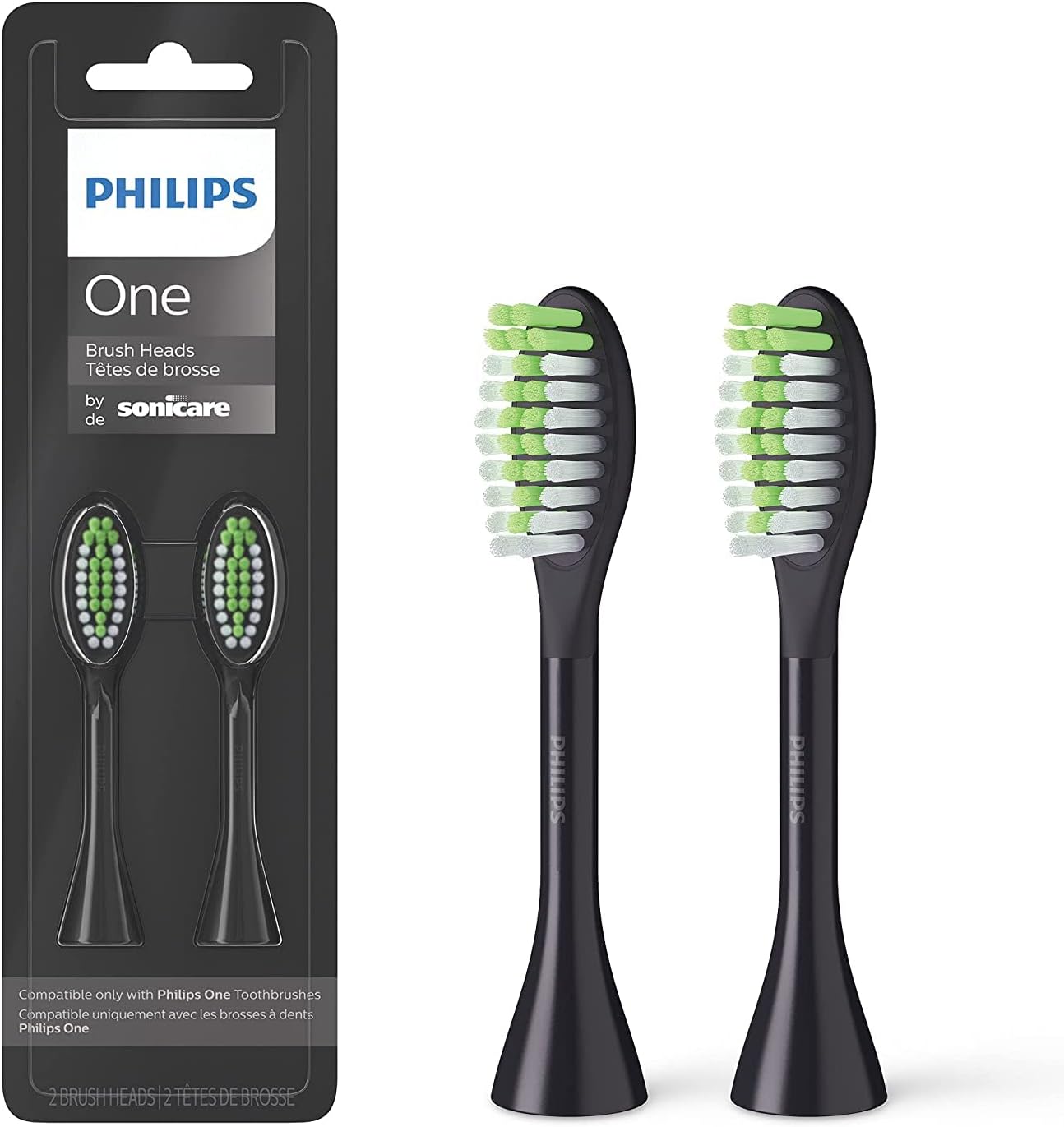 Philips One by Sonicare 2pk Brush Heads, Black BH1022/06