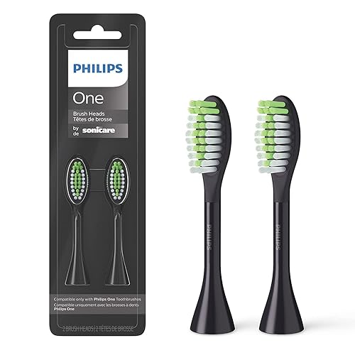 Philips One de Sonicare, 2 cabezales de cepillo, negro sombra, BH1022/06 Mango,Miami Coral,Azul marino (Midnight Navy Blue),Menta Azul