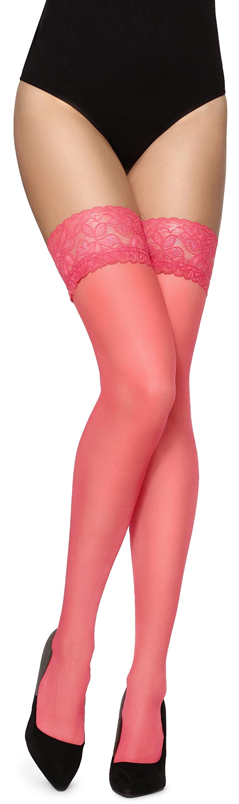 Merry Style Damen halterlose Strümpfe mit Muster Naht hinten Blumenmuster MS 209