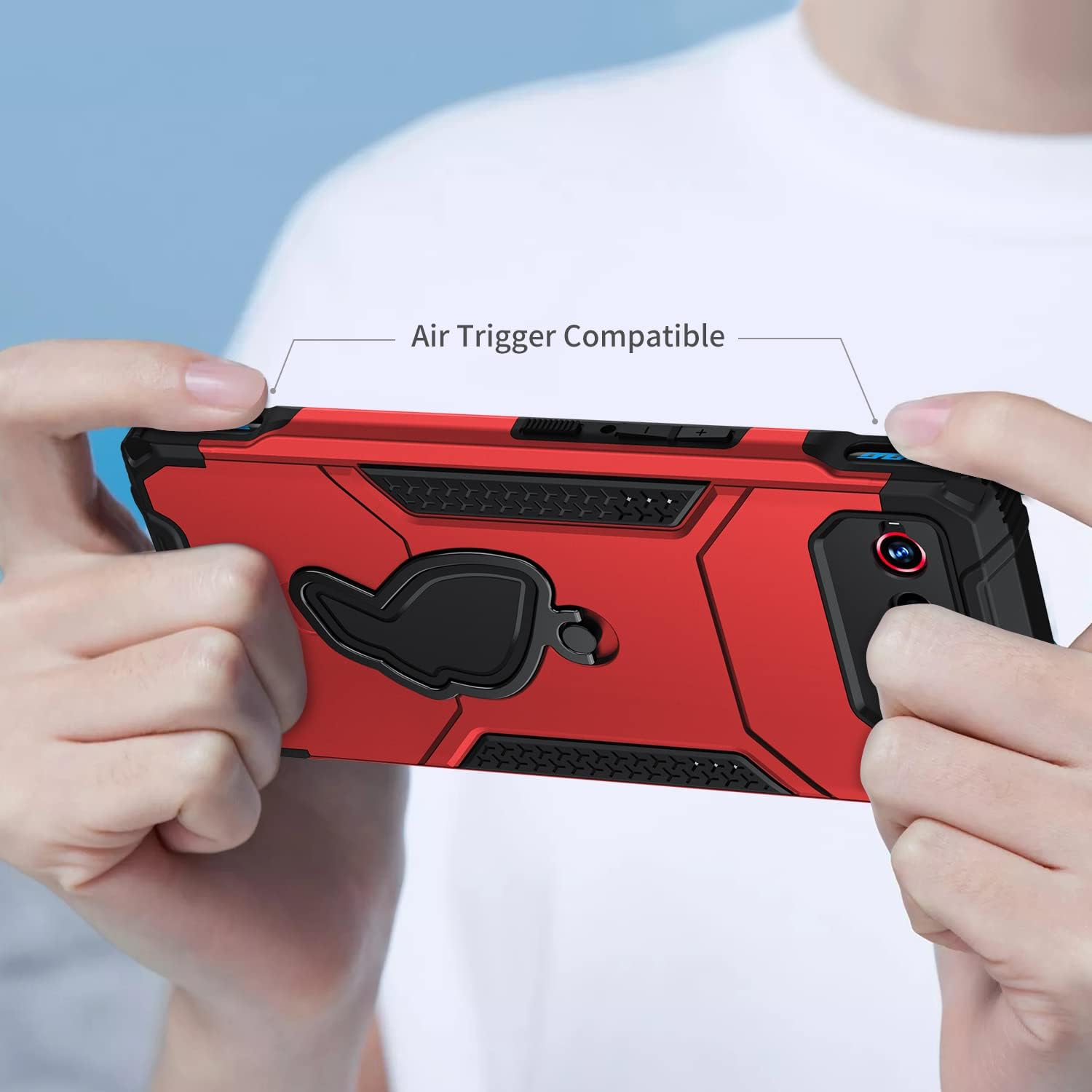 for ROG Phone 7 Case for ROG Phone 7 Ultimate Cover with Kickstand Air Trigger Shockproof Slim Cell Phone Cover - Military Grade Drop Proof Hard Back Anti-Fingerprint Red