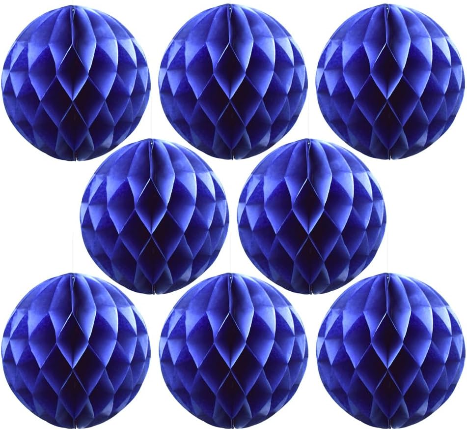 Ruidee 8 Pieces Paper Honeycomb Balls Tissue Paper Flower Balls Party Backdrop Decoration for Weddings, Birthday Parties, Baby Showers（8in/Orange）