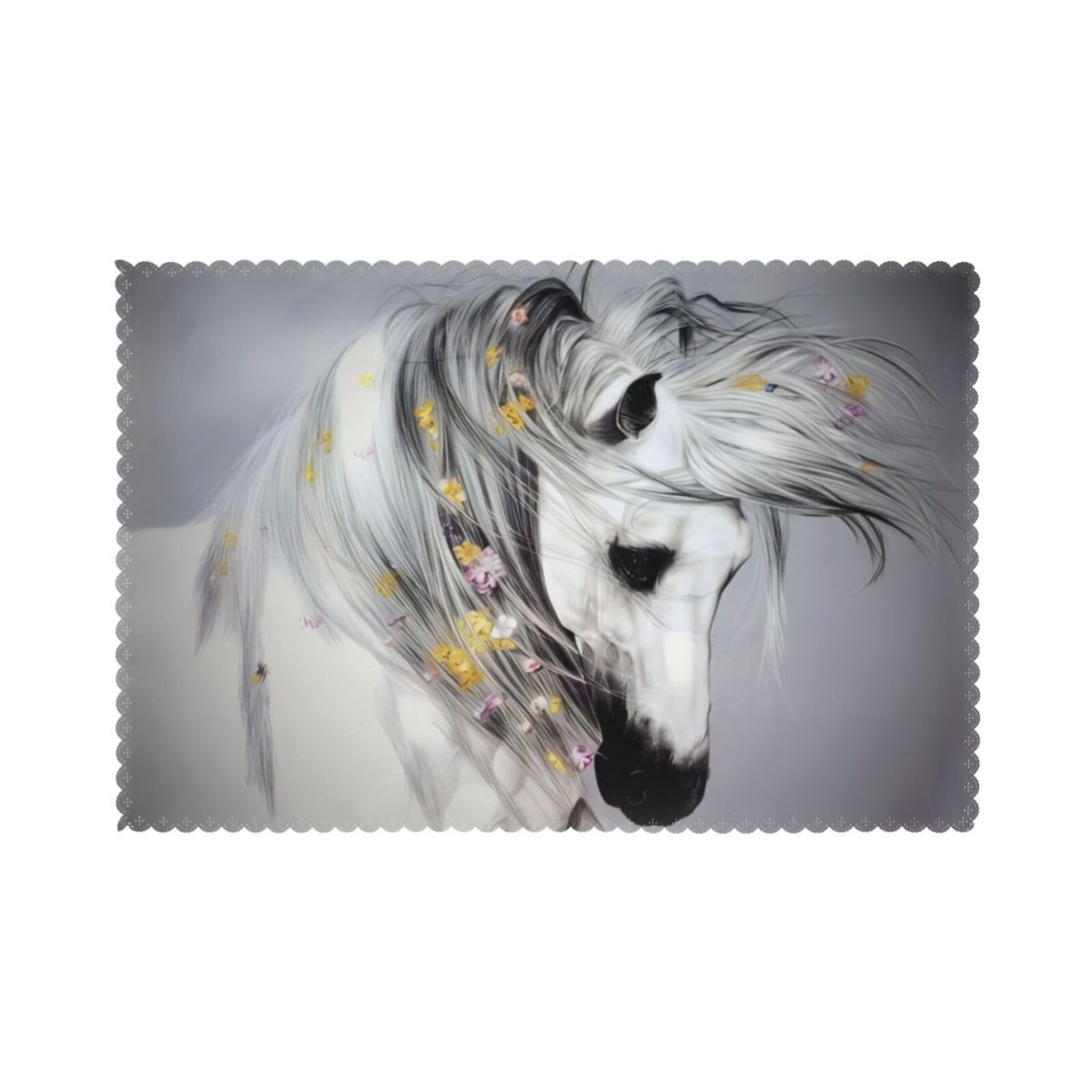 YYHWHJDE Horse Prints Placemats Set of 6 12x18in - Durable Table Layers with Heat Resistance & Customizable Prints