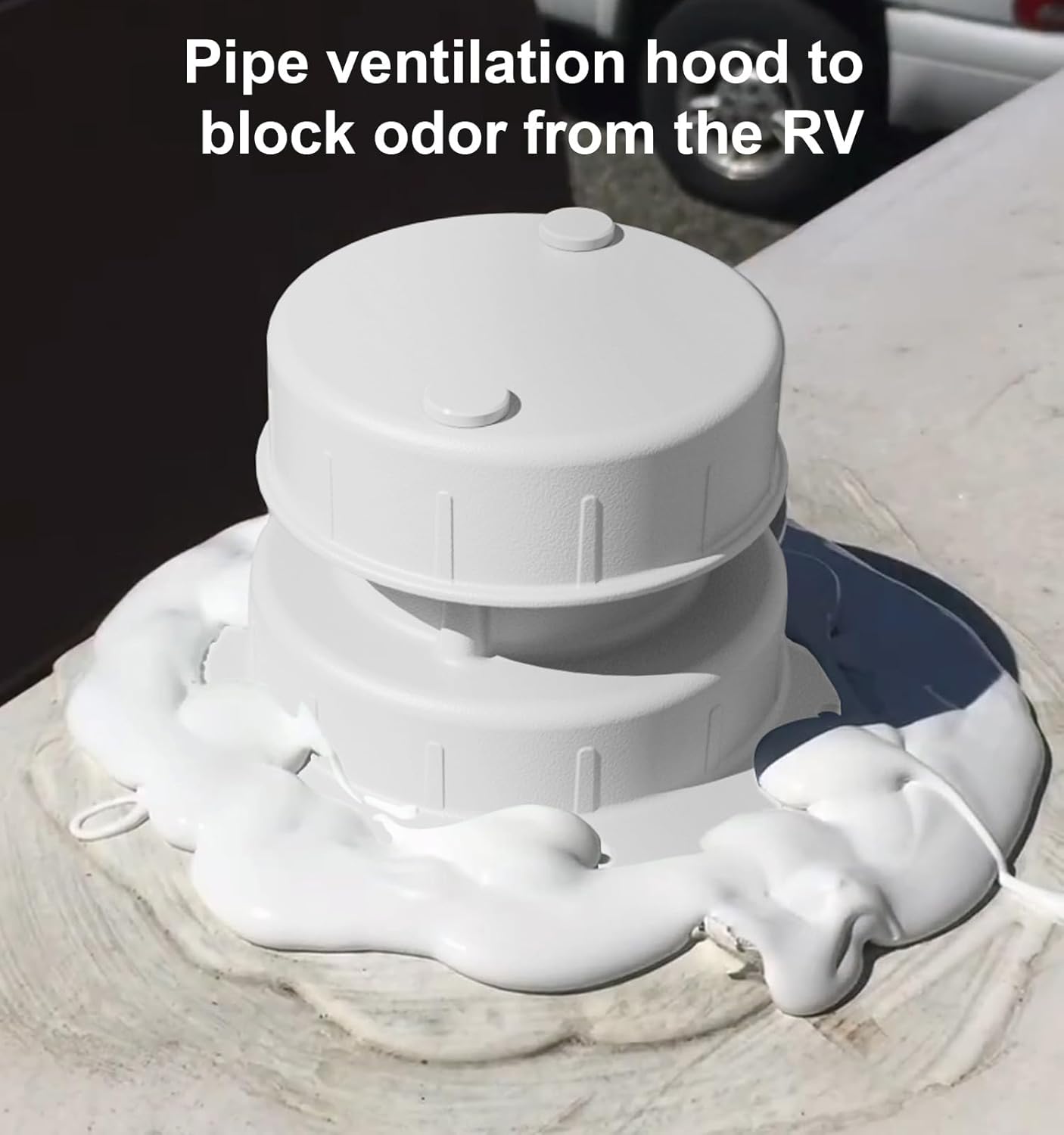 Aluminum RV Plumbing Vent Cap Cover with Screen - Weatherproof Metal Replacement Kit for Camper, Travel Trailer, Motorhome Sewer Roof Top - Fit for 1" to 2-3/8" OD Pipe (White, 2 Packs)