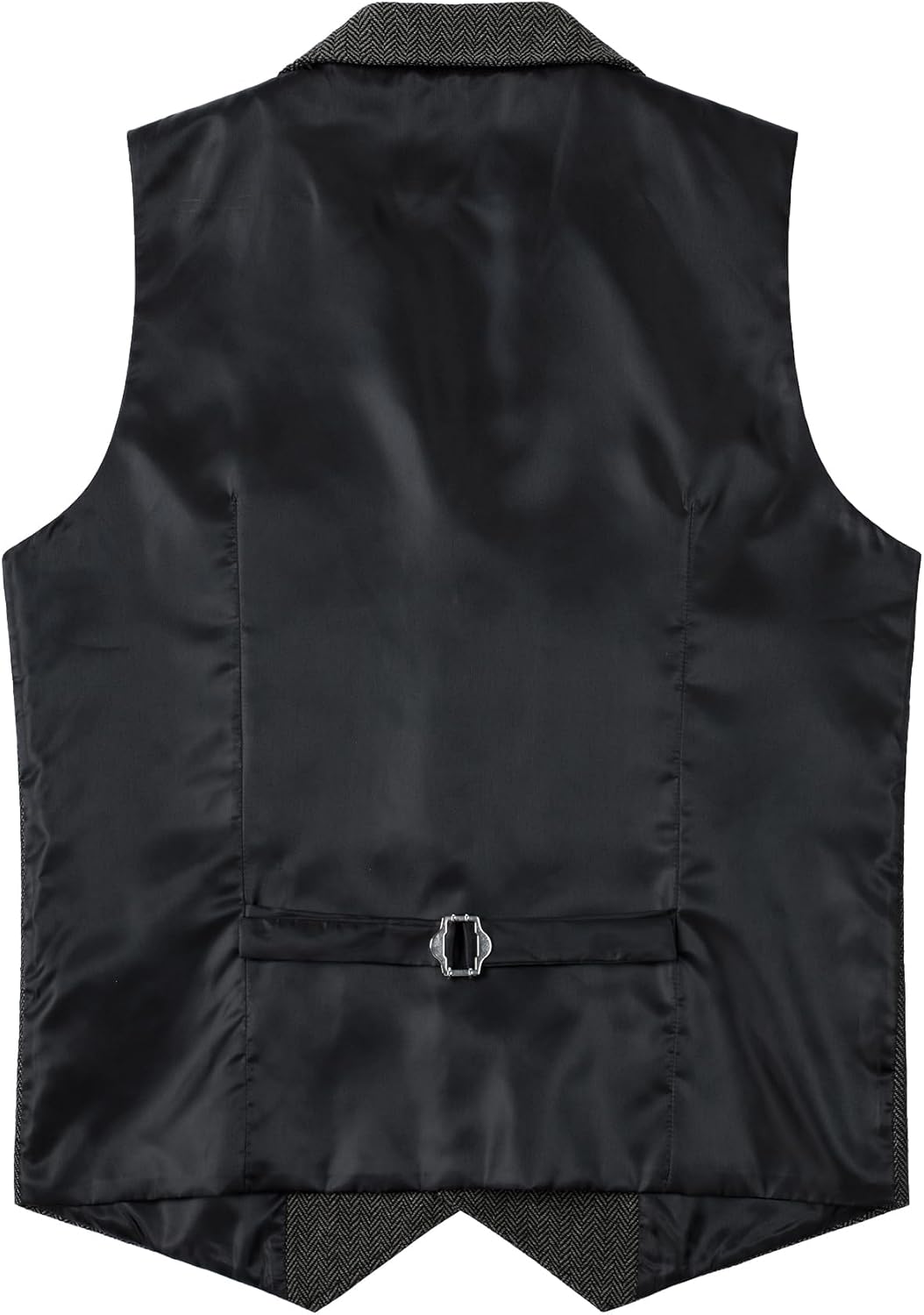 JEMITOP Men's Vintage Slim Fit Suit Vest Formal Prom Party Herringbone Pattern Waistcoat with Chain Detail - Image 4