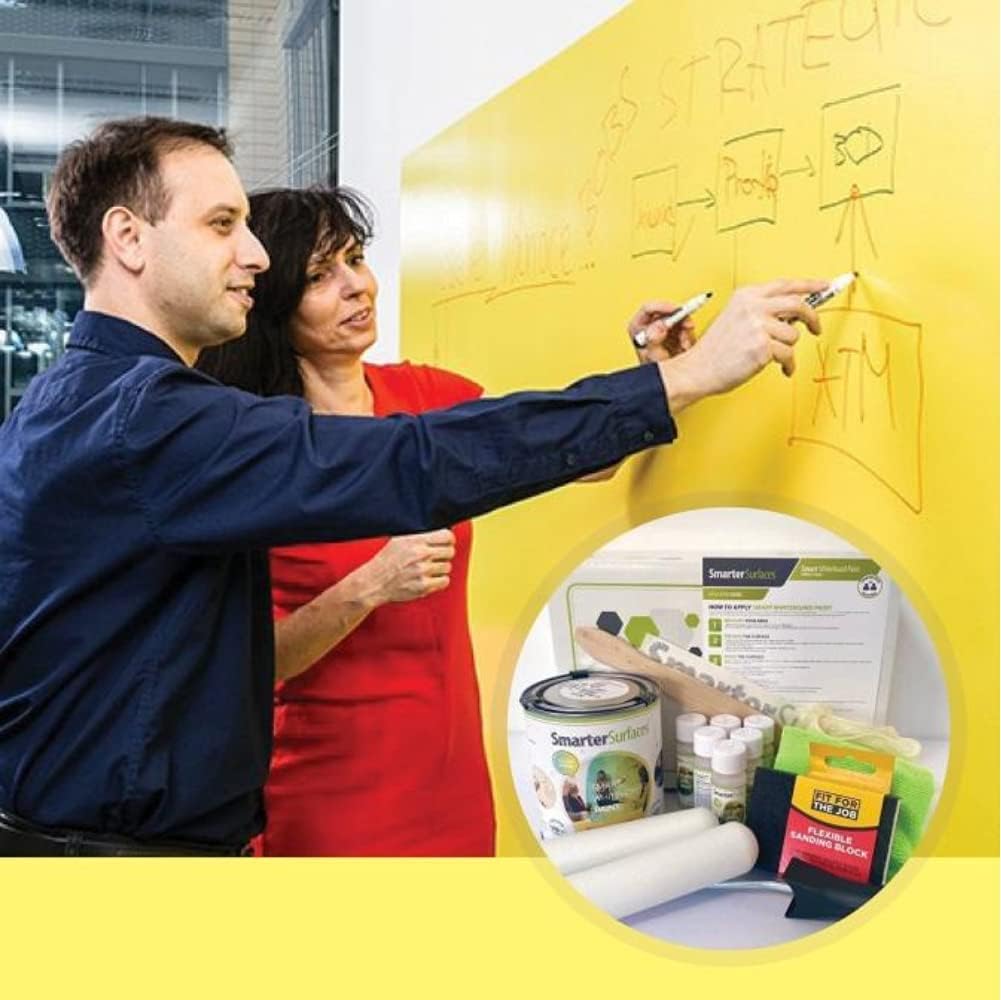 SmarterSurfaces Clear Whiteboard Paint Dry Erase (21ft²/4.8floz) | Transparent Whiteboard Paint for Walls | Transparent Dry Erase Paints | Alternative for Traditional White Chalkboard Paints Last 10+Years