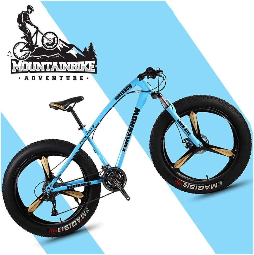 FOREKNOW マウンテンバイク 青 自転車MTB、ファットホイールバイク