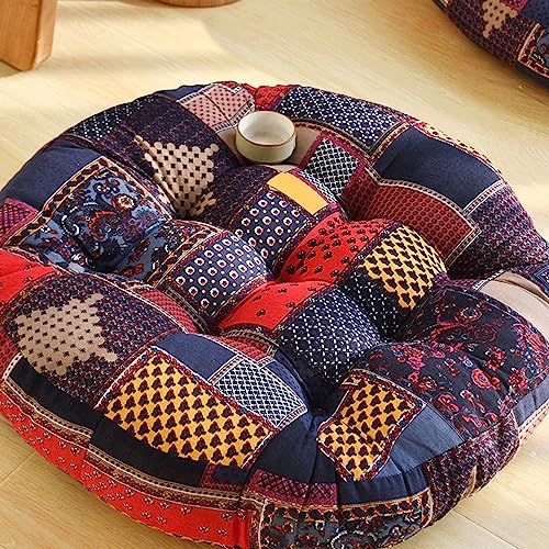 SUMURI Bohemian Floor Pillow,Large Round Cushion，Soft Cotton Linen Bohemian Yoga