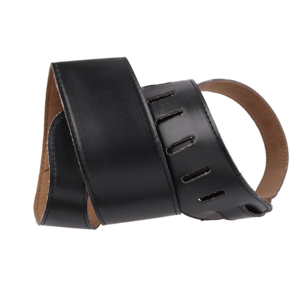 Sangle en cuir pour guitare électrique, acoustique ou basse Candora® noir