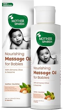 Mother Sparsh Nourishing Baby Massage Oil -200ml | Non Sticky & Moisturizing Baby Oil for New Born | Prevents Dryness, Strengthens Muscles & Bones