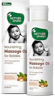 Mother Sparsh Nourishing Baby Massage Oil -200ml | Non Sticky & Moisturizing Baby Oil for New Born | Prevents Dryness