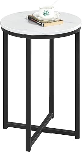 Miniatura 11 de Yaheetech Juego de mesa auxiliar redonda de 2.16 pulgadas, mesa auxiliar moderna con parte superior de mármol y marco de metal, mesa auxiliar