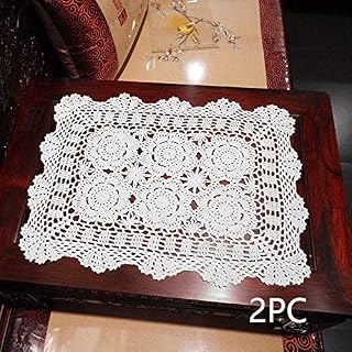 Damanni 16 Inch by 19 Inch Rectangular Cotton Handmade Crochet Lace Table Runner