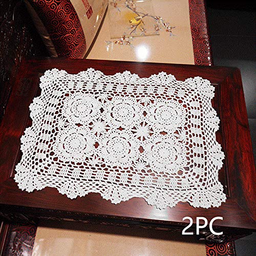 Damanni 16 Inch by 19 Inch Rectangular Cotton Handmade Crochet Lace Table Runner