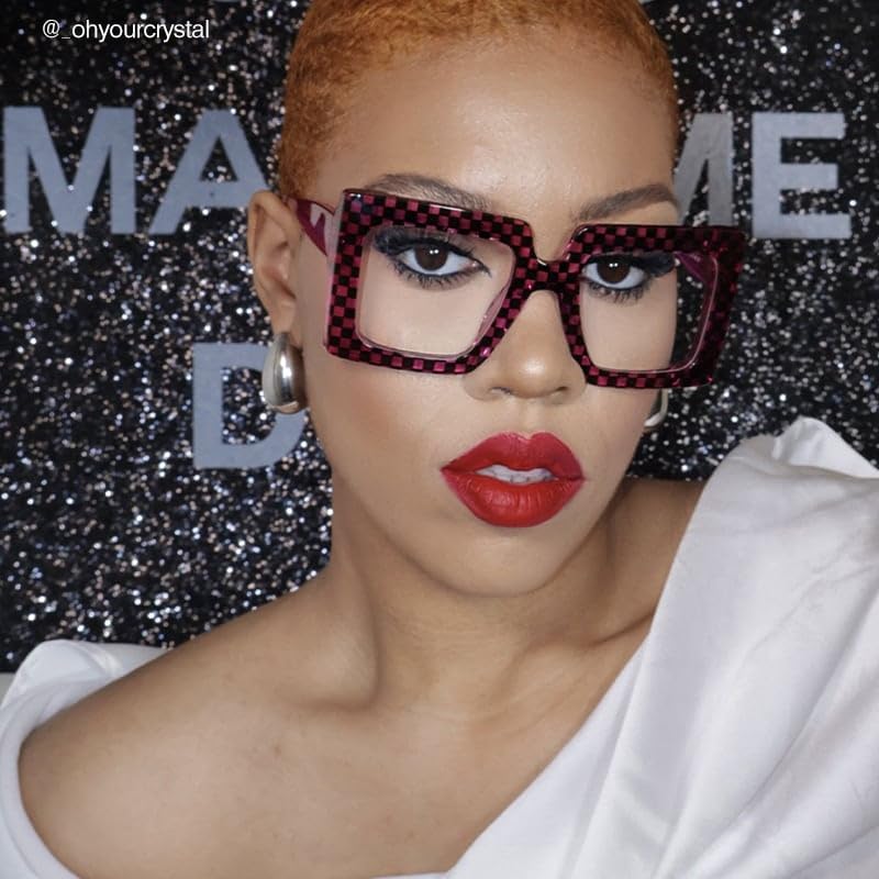 Image of VOOGLAM Oversize Square Blue Light Glasses for Women Anti Eyestrain Dry Eyes Computer Phone TV Eyewear Ferial