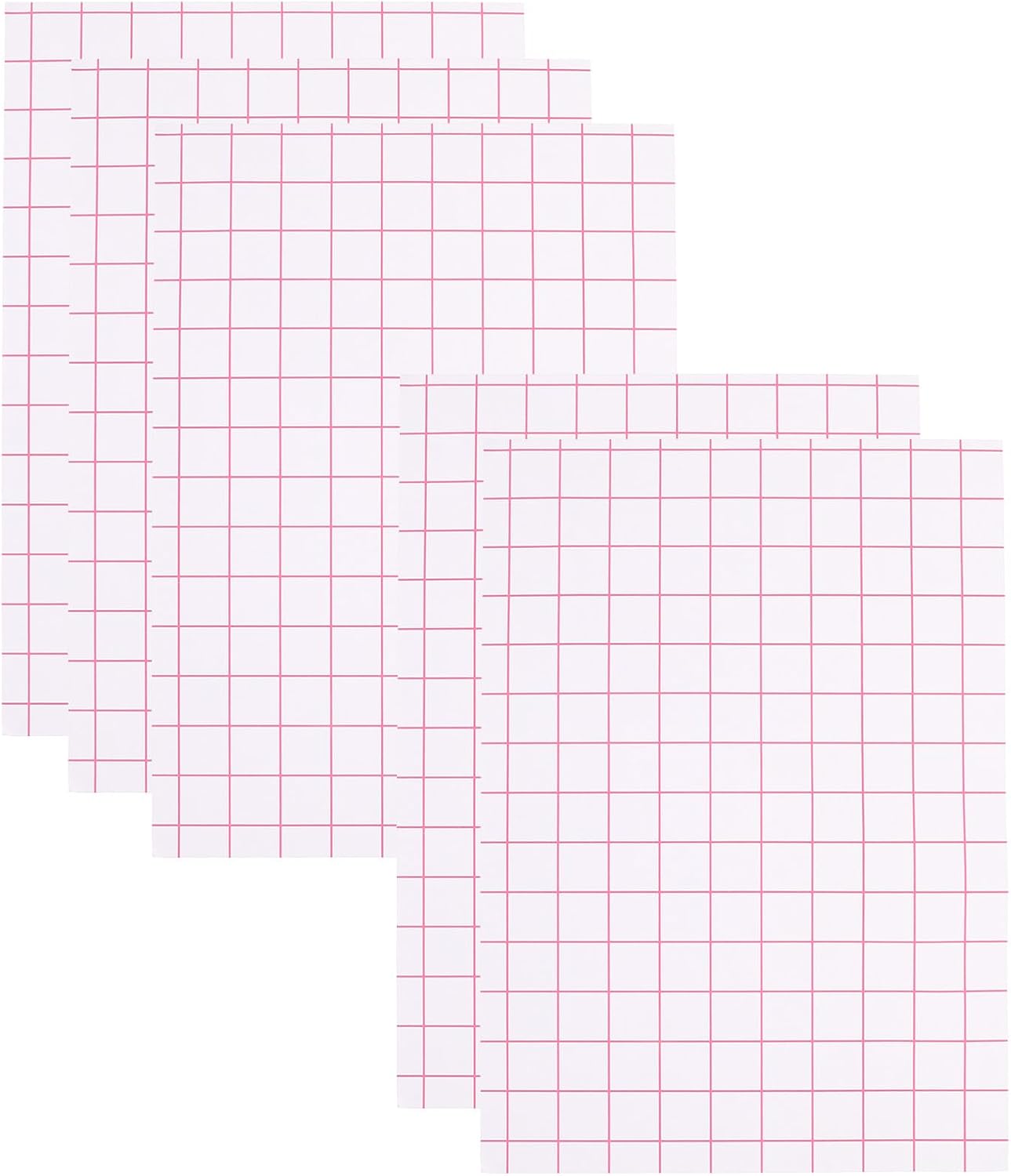 Unomor 5pcs A4 Heat Transfer Paper Sheets for T-Shirts, Red Grid Design, Compatible with Inkjet Printers, Suitable for Cotton Fabrics and DIY Clothing Craft Transfers