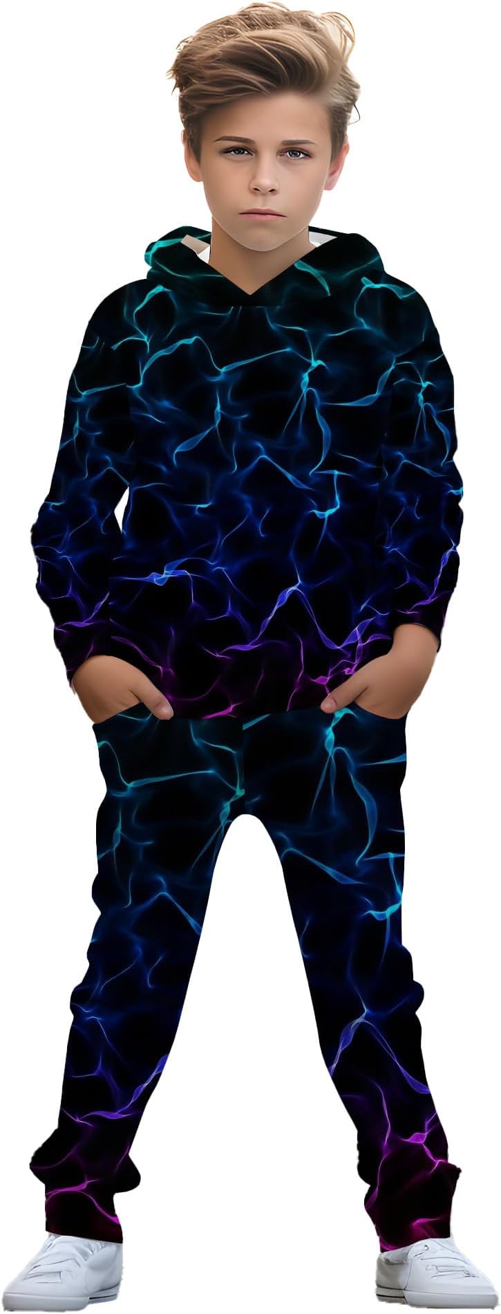 Boy, casual wear. Suitable for boys aged 5 to 14, comfortable spring and autumn hooded sweatshirt sets and long pants sets.