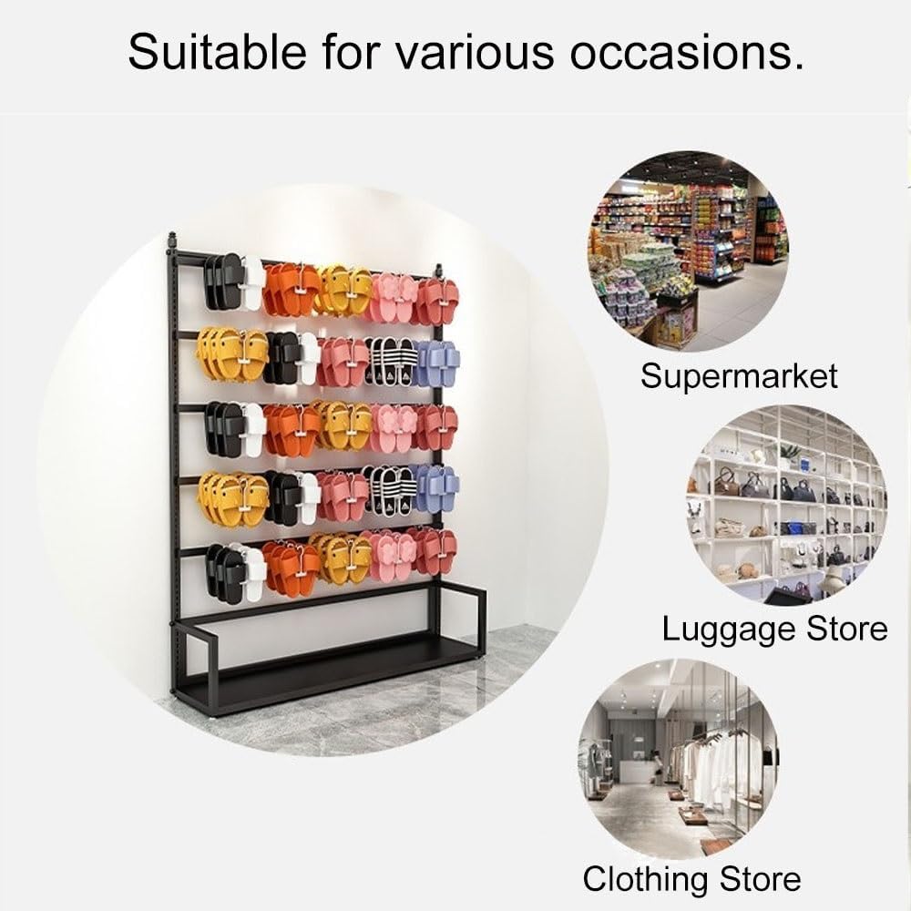 Freestanding Shelves, Retail Display Stand, Boutique Clothing Store Sock Rack, Multifunction Slipper Underwear Jewelry Storage Holder, Large Capacity Organizer(Black,100cm/39.4in)