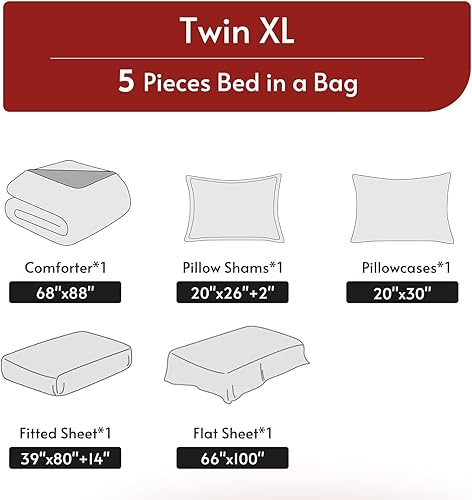 Miniatura 126 de MUXHOMO Juego de edredón Queen de 7 piezas, cama reversible en una bolsa, tamaño Queen, juego de ropa de cama para todas las estaciones con edredón