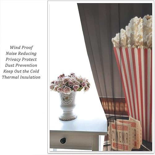 Miniatura 99 de Cortinas opacas para cine en casa, diseño retro moderno, tiras de película de palomitas de maíz para cámara de película, bolsillo para barra,