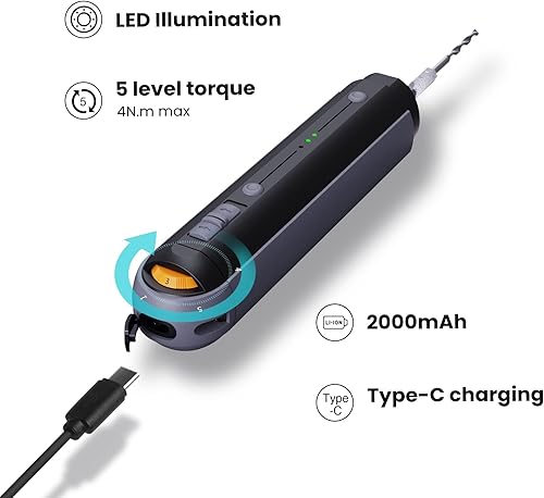 Miniatura 4 de JIMIHOME Juego de destornilladores eléctricos, kit de destornilladores eléctricos inalámbricos, 39 puntas S2 de 14 pulgadas y 13 14 pulgadas con