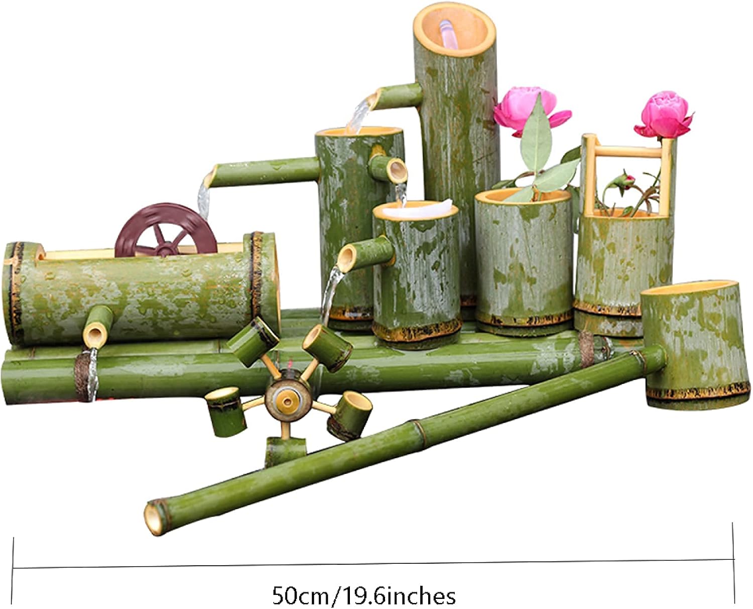 Water Features for The Garden Bird Bath Bamboo Fountain Bamboo Pipe Filtration and Pumping, Scenic Water Circulation System Water Pump,5 (2(50Cm/19.6In))