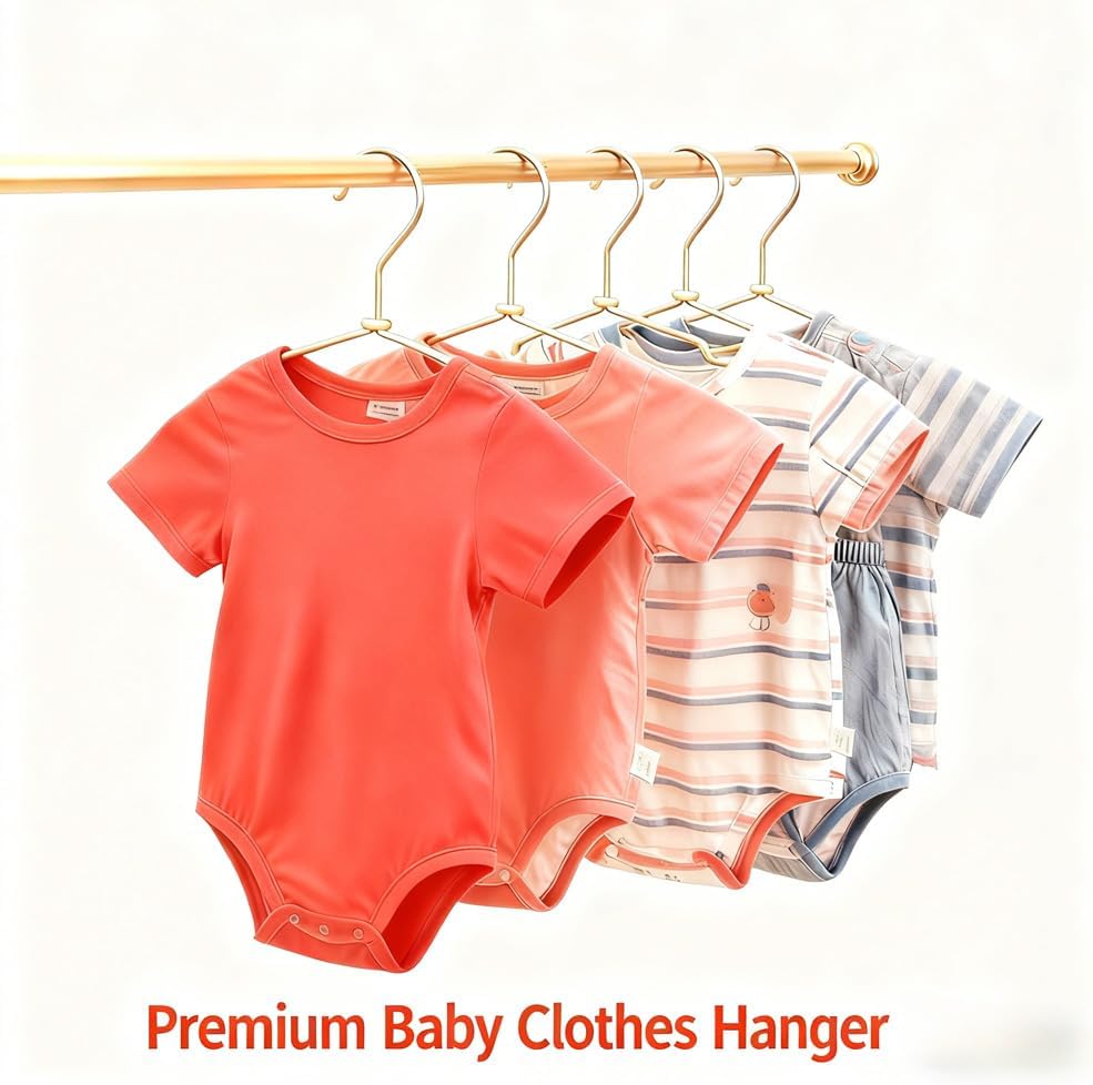 12.6" Matte Gold Metal Kids Baby Hangers, 10Pack, Non Slip, Suit for Coated Wire Children Clothes Hangers, Closet Storage,Retail Display Space Saving for Toddler Coats Infant Hangers
