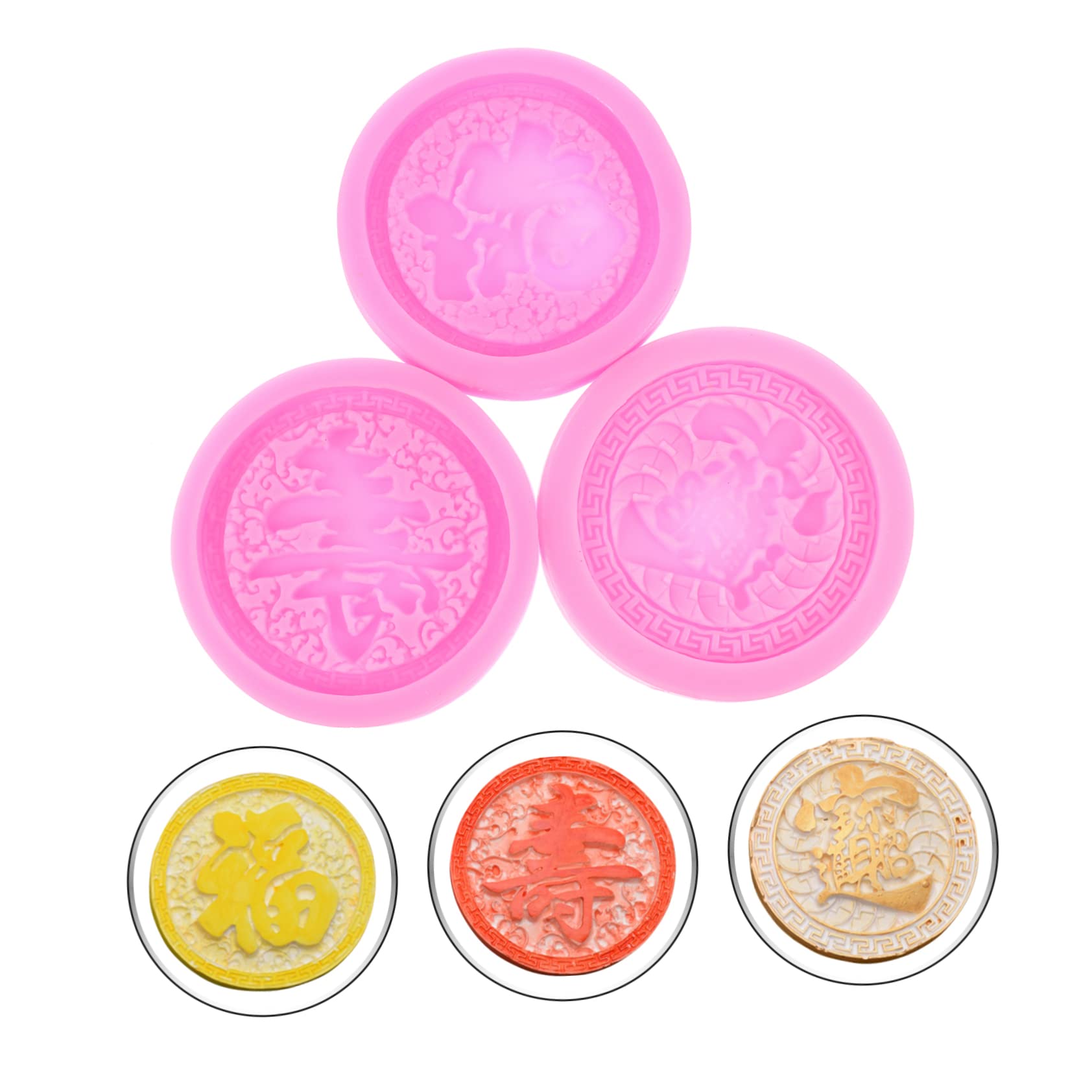 Cabilock 2 Juegos Molde De Silicona Moldes para Dulces Bandejas De para Gelatinas Molde para Hornear Pasteles Horneado De Fondant Molde para Hacer Dulces Rosa Gel De Sílice 3 Piezas * 2