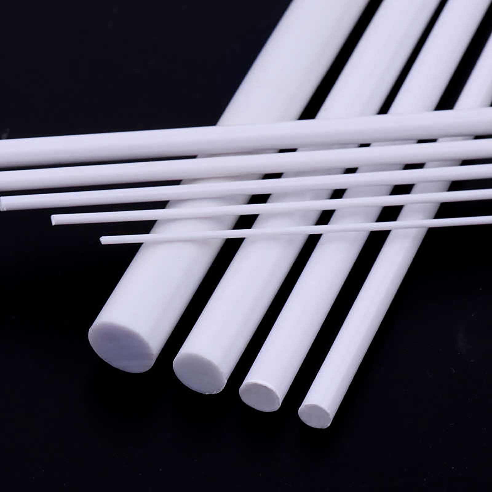 COYOUCO 2Pcs White Plastic Rods, Dia 6/8/10Mm Length 500Mm ABS Round Stick Solid Bar for DIY Toys, Building Model Making,6mm