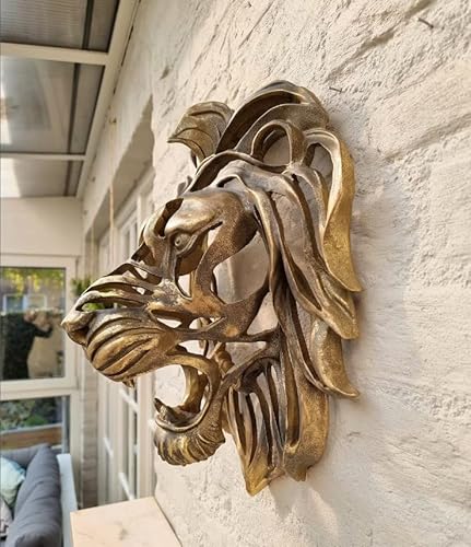 Xiaoma Large Lion Head Wall Mounted Art, 3D Golden Lion's Headwall Art Sculpture, Handmade Resin Wall Hanging Artwork Decoration For Living Room Bedroom Luxury Kitchen Gifts. #TOP5