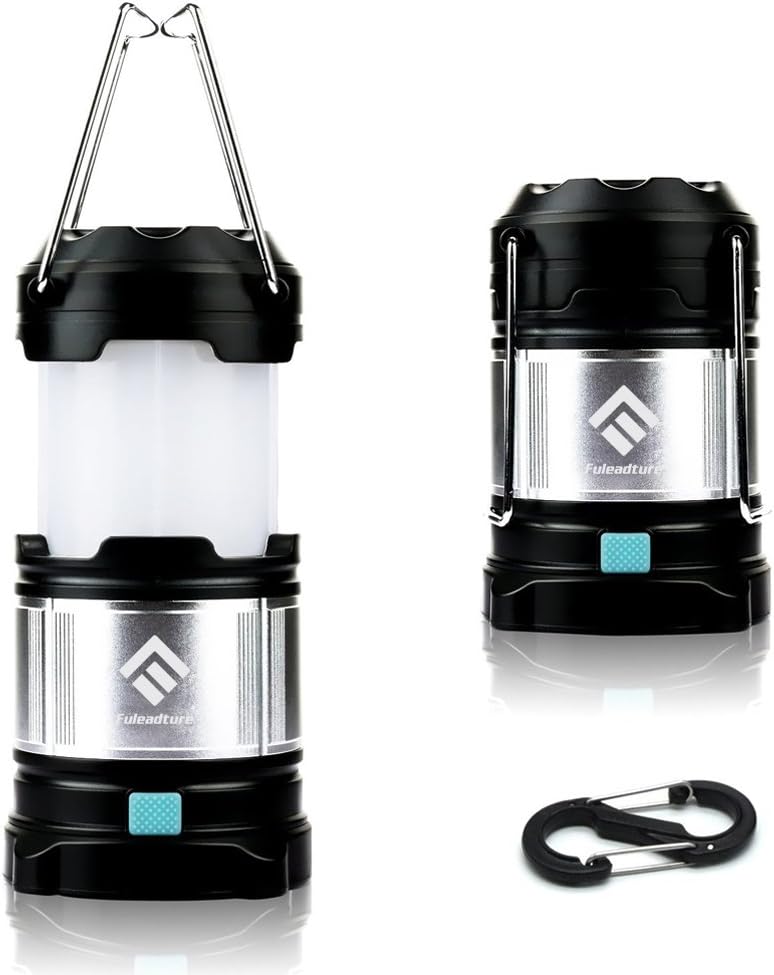 LED Camping Lantern Flashlights, Fuleadture Rechargeable Portable Outdoor Lanterns with Hang Hook & 4400mAh USB Power Bank for Hiking, Reading, Emergencies, Hurricanes