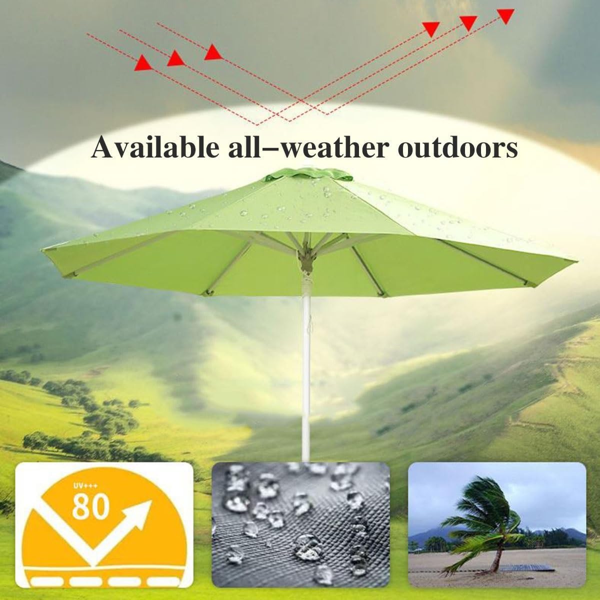 8.8ft & 9.8ft Replacement Umbrella Canopy - Portable, Lightweight Outdoor Patio Umbrella Cover with UV Protection & Waterproof Features for Events & Gatherings