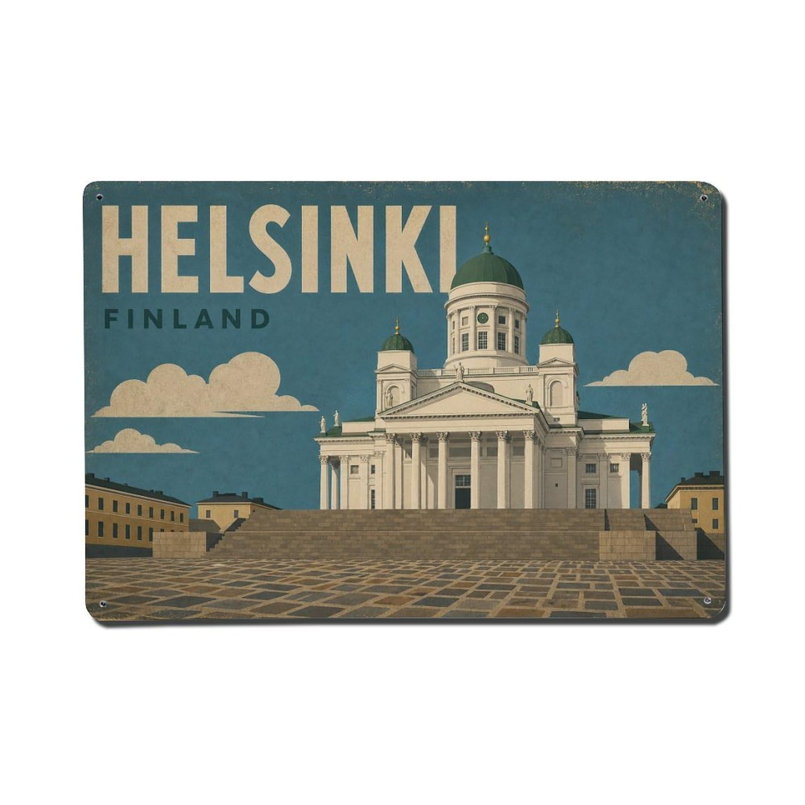 Retro Travel Finland Helsinki 1 Metal Tin Sign Plaque Wall Decor for Cafe, Club Bar, Office, Garden Metal Poster 8x12Inch