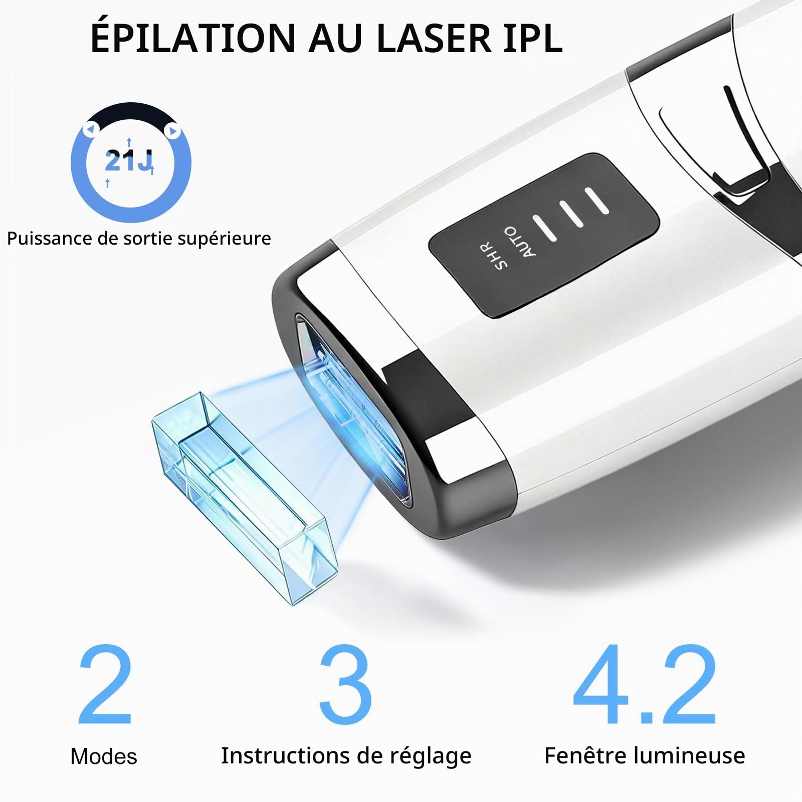 IPL Epilateur Lumiere Pulsee, 999,999 Flashes, 3 Modes, pour corps, Blanc