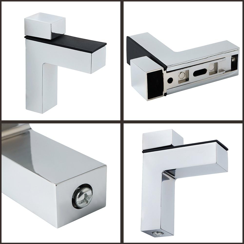 Alise 2 Pcs Adjustable Wood/Glass Floating Shelf Brackets Wall Mount,BL008-2P Polished Chrome