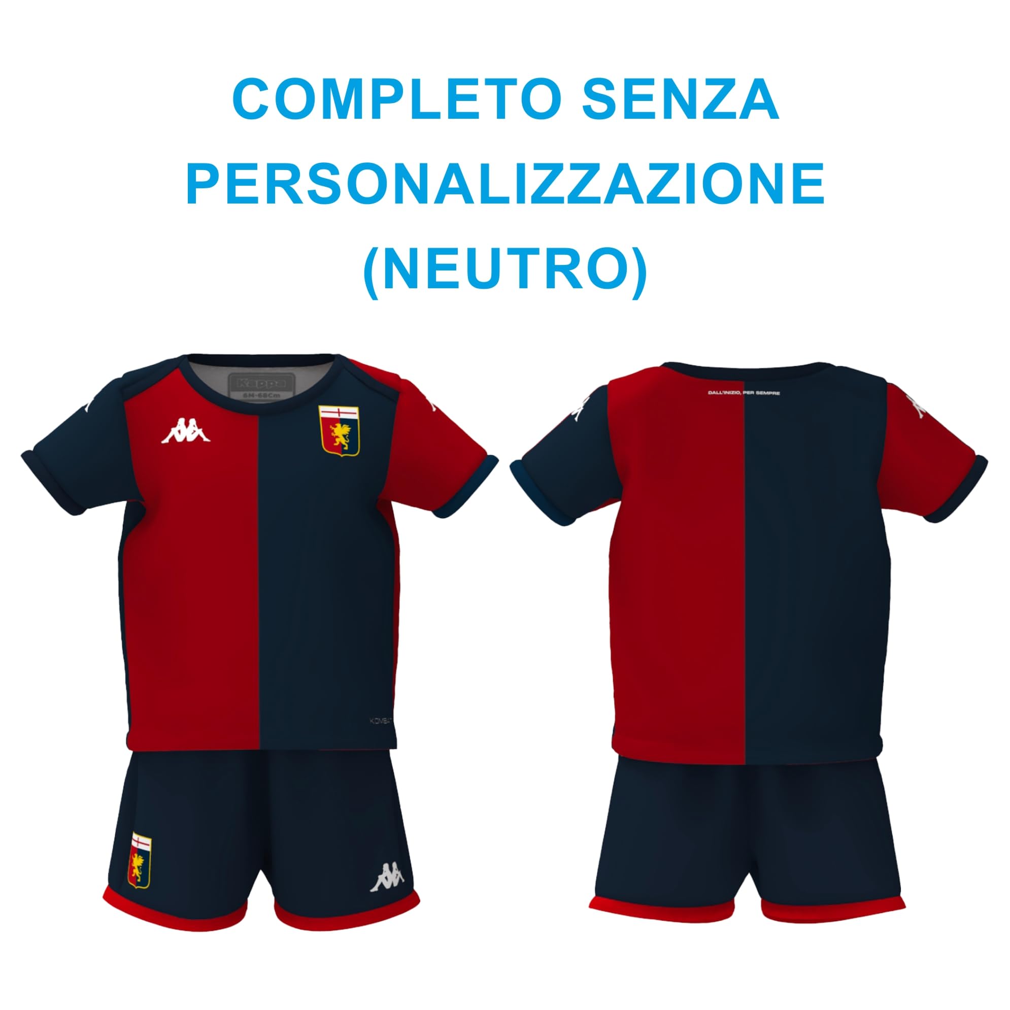 Kappa Completo Kit Neonato Maglia Gara Home Ufficiale Genoa FC 2024/25 Personalizzabile Messias Jr Pinamonti Gollini Vitinha