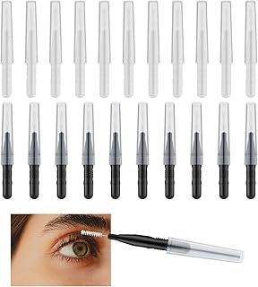 20pcs Micro Eyebrow Brush with Cap, Micro Brow Lamination Brush Multifunctional Micro False Lashes Mascara Brush Comb Spoolies for Eyelash Lifting Extending Eye Brow Cleaning
