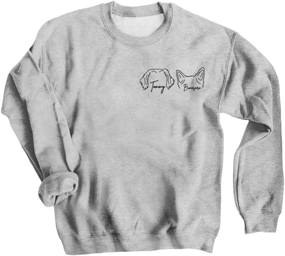 Miniatura 4 de GODMERCH Sudadera personalizada con orejas de perro, foto artística de línea, camisa de mamá para mujeres, regalos para amantes, Color personalizado