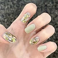 Vista 37 de LIGHT RAIN - Uñas a presión medianas con diseño de galaxia Andromeda, de lujo, reutilizables, de siete capas, con acabado UV, uñas postizas hechas a