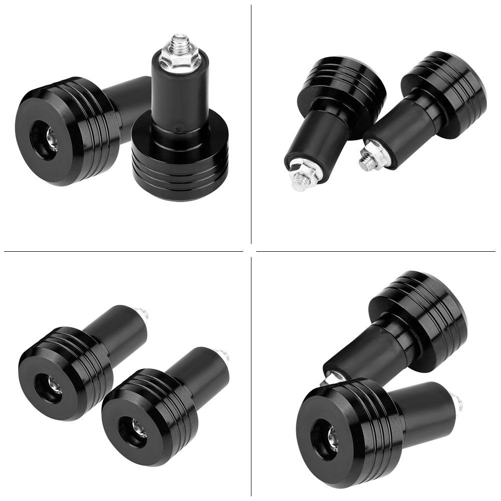 Końcówki Kierownicy Para 22mm Uniwersalnych Aluminiowych Uchwytów Motocyklowych Końcówki Kierownicy Wtyczka Balansu Wagi(czarny)