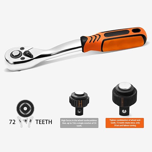 Miniatura 5 de Kit de herramientas, 85 piezas de llaves de mano con caja de herramientas de metal, kit de herramientas multiusos para el hogar, ideal para