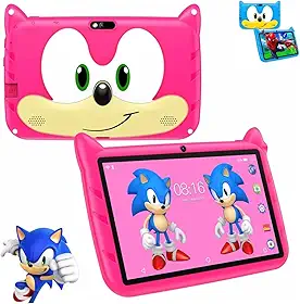 Tablet Infantil Android 13, 7 Polegadas, 4GB RAM, 64GB, Capa Protetora Sonic, Wi-Fi 5G (cor-de-rosa)