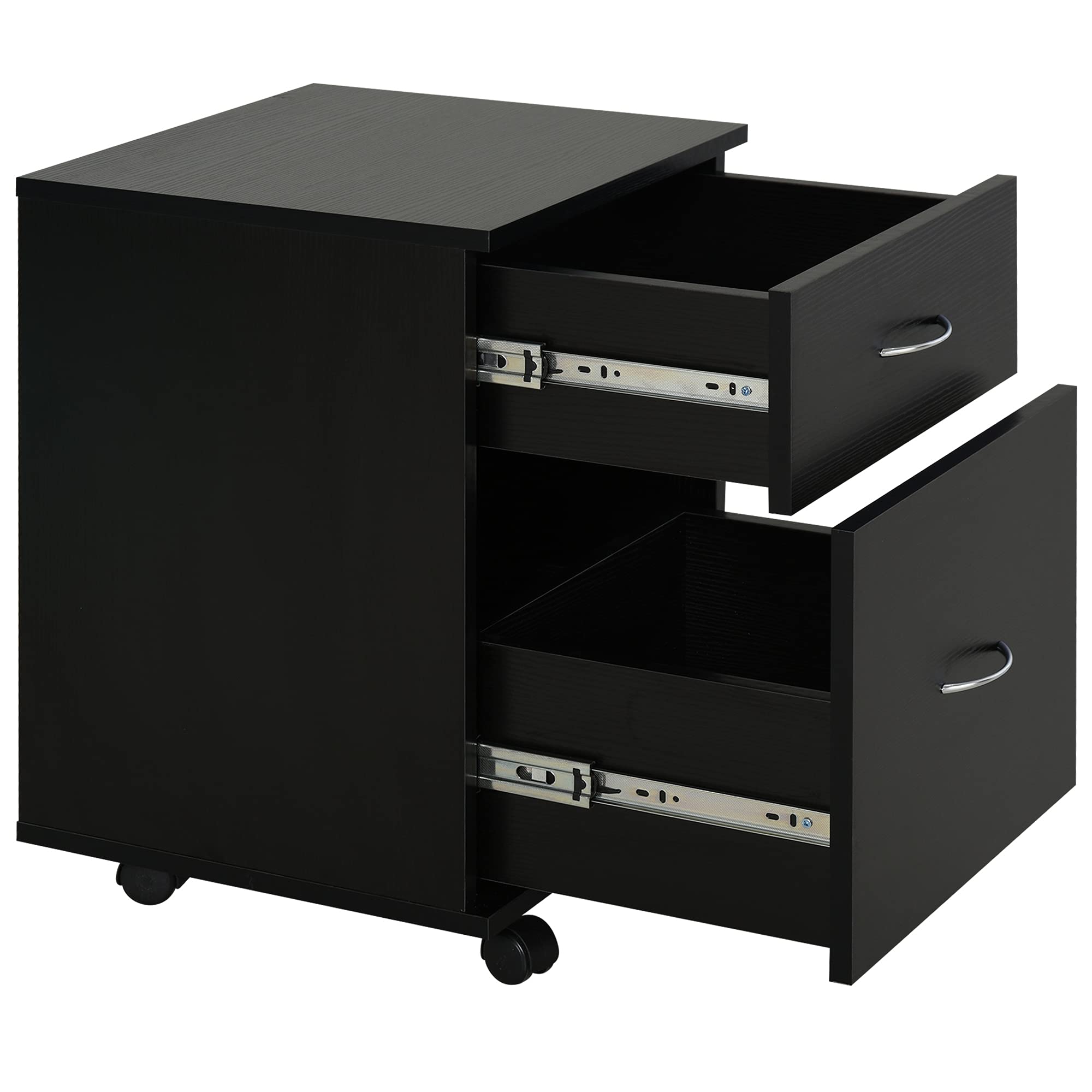 HOMCOM Cassettiera a Rotelle da Ufficio Salvaspazio in Legno, 41x39x58cm, Nero