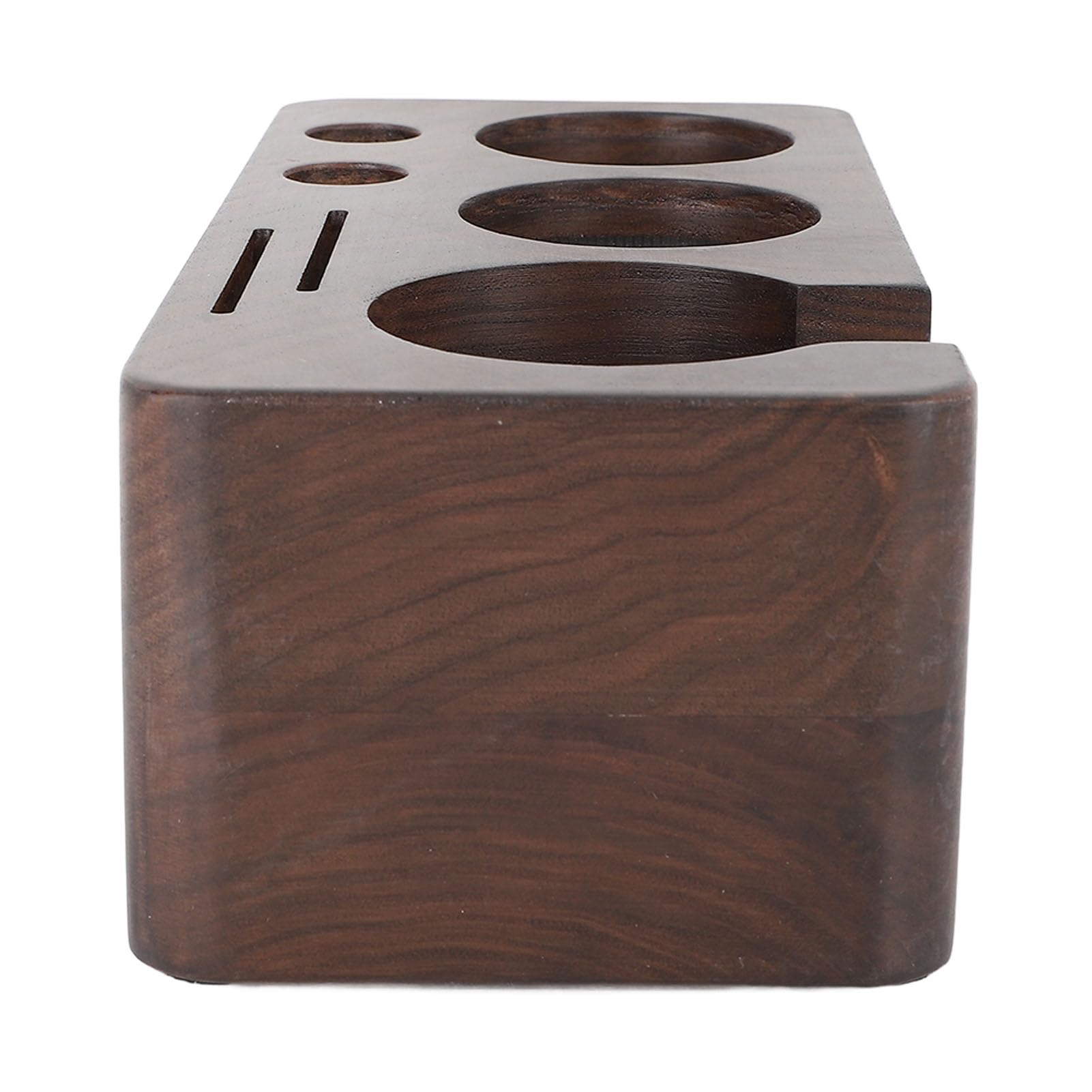 Walnussholz -Kaffee -Manips Station Praktischer Portafilter Tamping Stand mit Kaffeezubehör Aufbewahrungsaufbewahrungsvergleich mit Mehreren Kaffeemaschinen Exquisit und Praktisch Stabil (53MM)