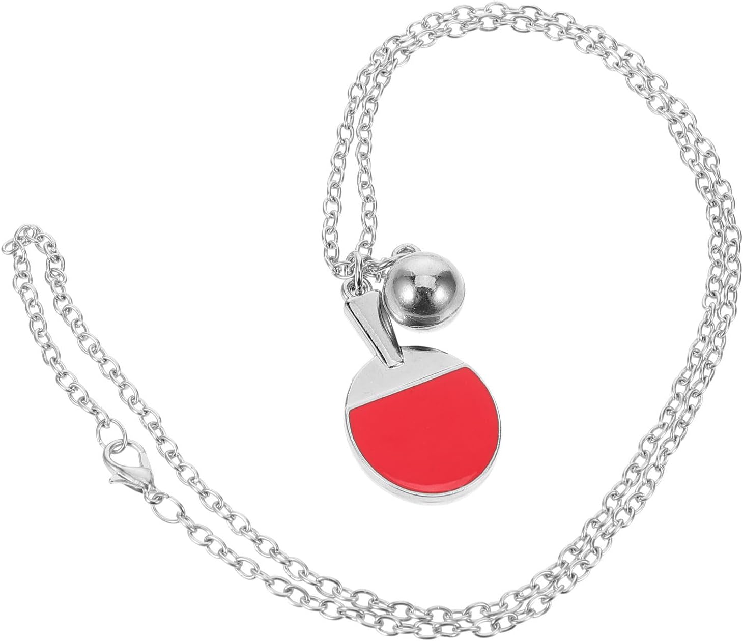 Table Tennis Racket Charm Pendant Necklace, Alloy Lightweight Trendy